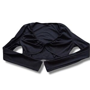 SHEIN Black Ribbed Cropped Short Large Black Cardigan